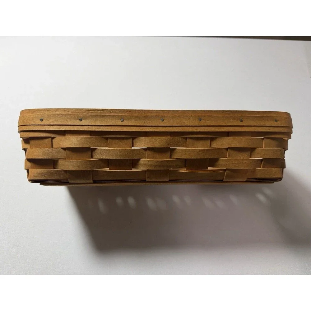 Longaberger Brown Wooden Basket 1995 Bread Basket 15x7x4 with Plastic Protector
